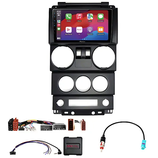 Jeep Wrangler 2008-2010 (2 Doors) Pioneer 9.0" Wireless CarPlay Android Stereo Upgrade Pack