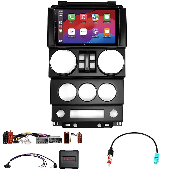 Jeep Wrangler 2008-2010 Pioneer 9.0" Wireless CarPlay Android Complete Stereo Upgrade Pack