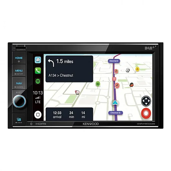 Kenwood DNR4190DABS Mechless Double Din WVGA 6.2" Touch Screen USB iPhone Android Control Kenwood DNR4190DABS Mechless Double Din WVGA 6.2" Touch Screen USB iPhone Android Control