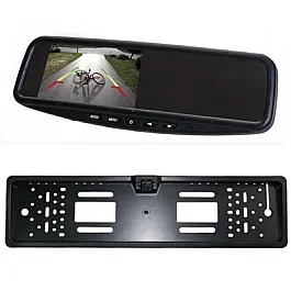 Universal Reversing Camera Package - Mirror Monitor & Number Plate Camera