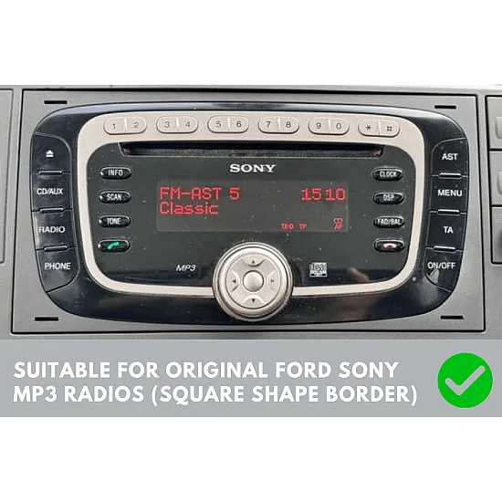 Ford (2002 Onwards) SQUARE RADIO Single DIN Car Stereo Fascia Fitting Kit