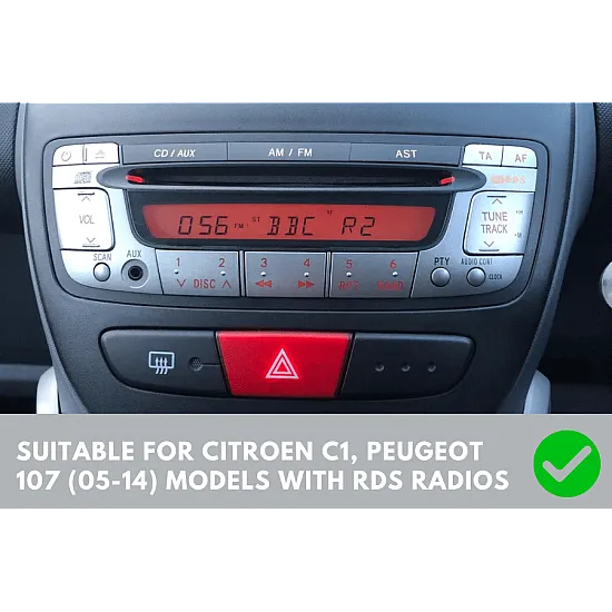 Citroen C1, Peugeot 107 (RDS) Single DIN Car Stereo Fitting Kit (Without SWC) Citroen C1, Peugeot 107 (RDS) Single DIN Car Stereo Fitting Kit (Without SWC)