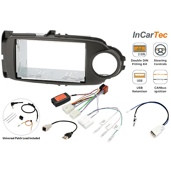 Toyota Yaris (2017-2020) Double DIN Car Stereo Upgrade Fitting Kit Matt Black