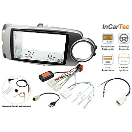 Toyota Yaris (2017-2020) Double DIN Car Stereo Upgrade Fitting Kit Silver