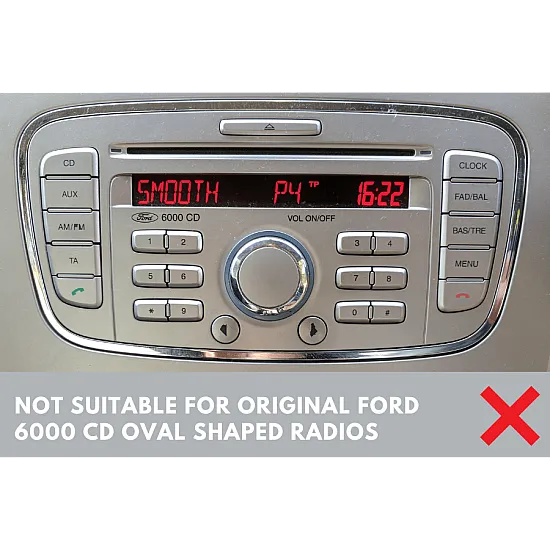 Ford SQUARE RADIO Double DIN Car Stereo Upgrade Fitting Kit (WITHOUT SWC / Silver)