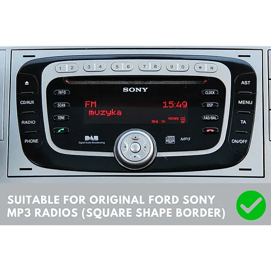 Ford SQUARE RADIO Double DIN Car Stereo Upgrade Fitting Kit (WITHOUT SWC / Silver)