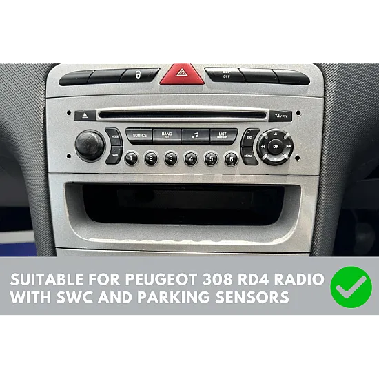 Peugeot 308 (2008-2013) Double DIN Car Stereo SWC & PDC Fitting Kit (Silver)
