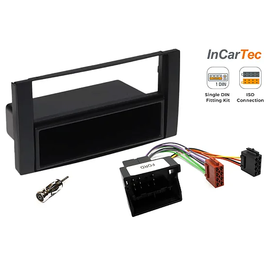Ford (2002 Onwards) SQUARE RADIO Single DIN Car Stereo Fascia Fitting Kit