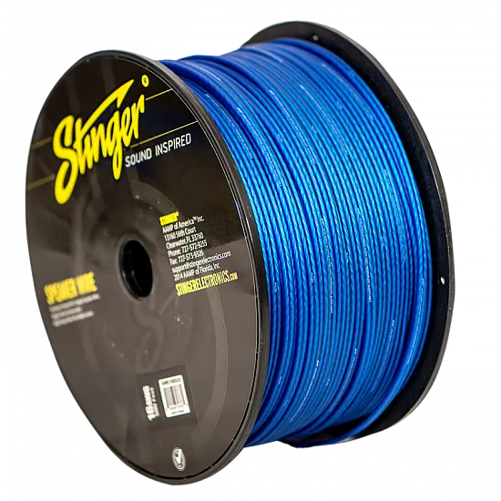 Stinger 16GA Ultra Flexible OFC Pro Speaker Wire Matte Blue 500 FT Spool