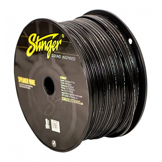 Stinger 16GA Flexible OFC Pro Series Speaker Wire Black 500 FT Spool