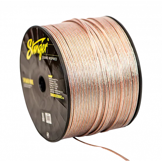Stinger 16GA Flexible OFC Pro Series Speaker Wire Clear, 500 FT Spool