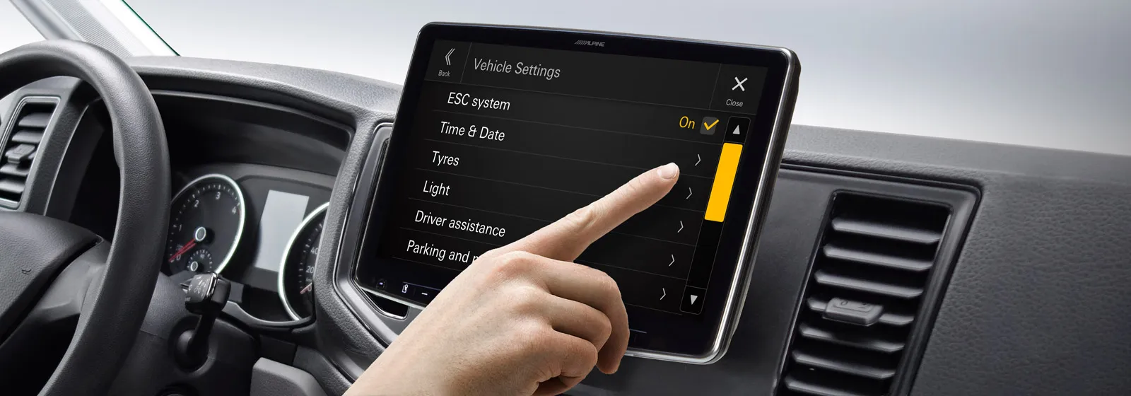 Car Setup Menu Display and Control