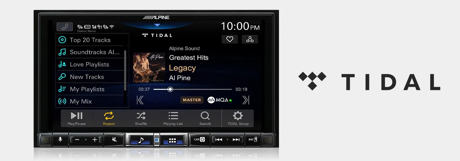 Alpine iLX-705DM TIDAL Hi-Res Audio App