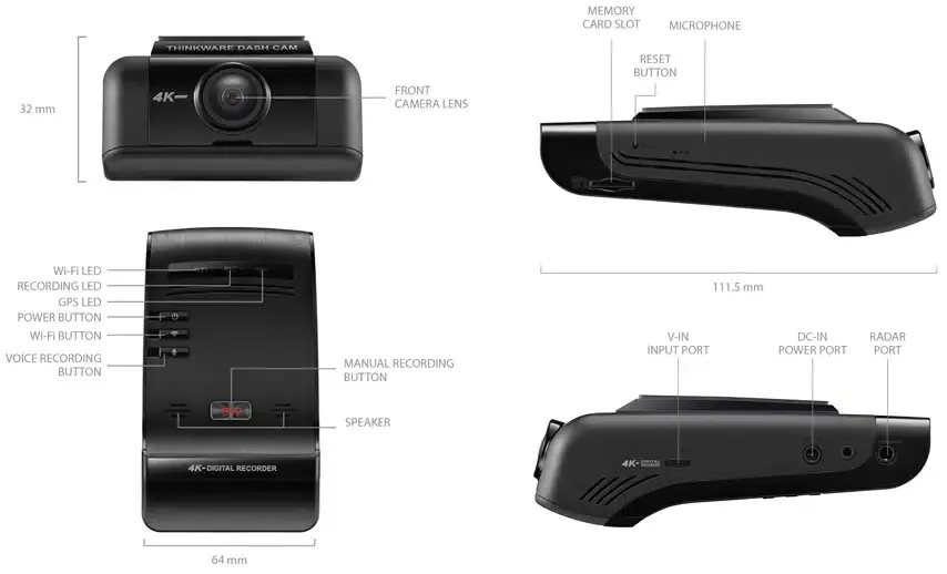 Thinkware U1000 Plus dimensions