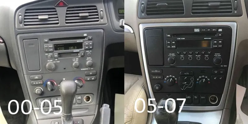Volvo V70 examples of pre and post facelift dashboards