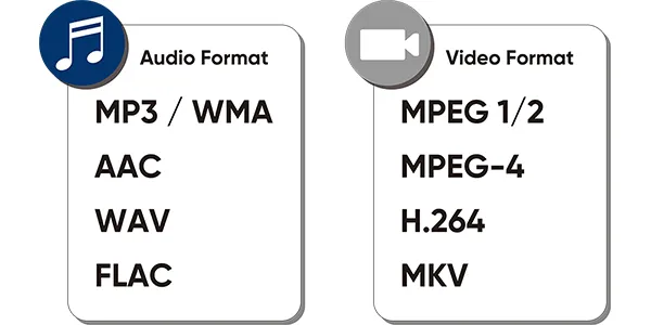 Kenwood DMX129BT Video & Audio File Formats
