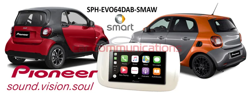 Pioneer_sph-evo64dab-smaw for Smart ForFour and Smart ForTwo with white installation kit