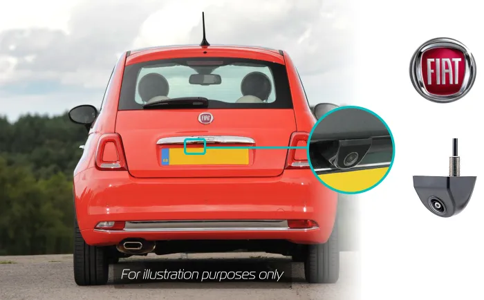 Fiat 500 rear view reversing camera retrofit kit solution