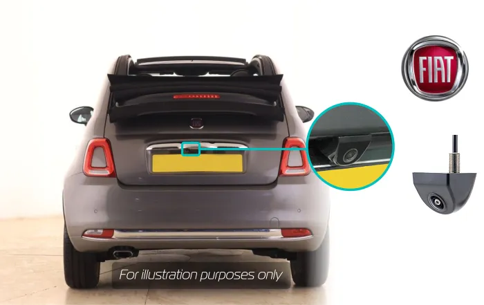 Fiat 500c rear view reversing camera retrofit kit solution