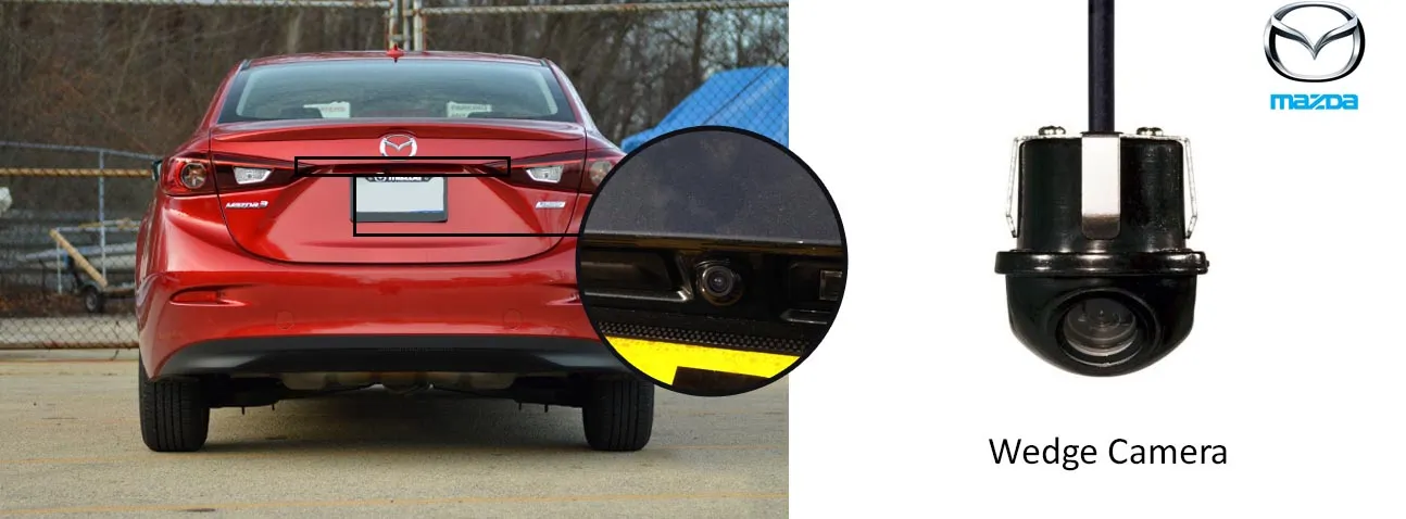 Mazda 3 reversing rear view wedge camera