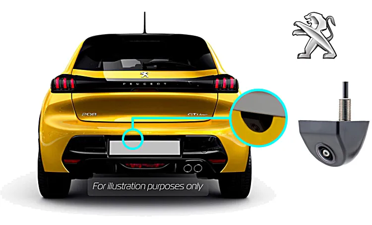 Peugeot 208 reversing rear view wedge camera
