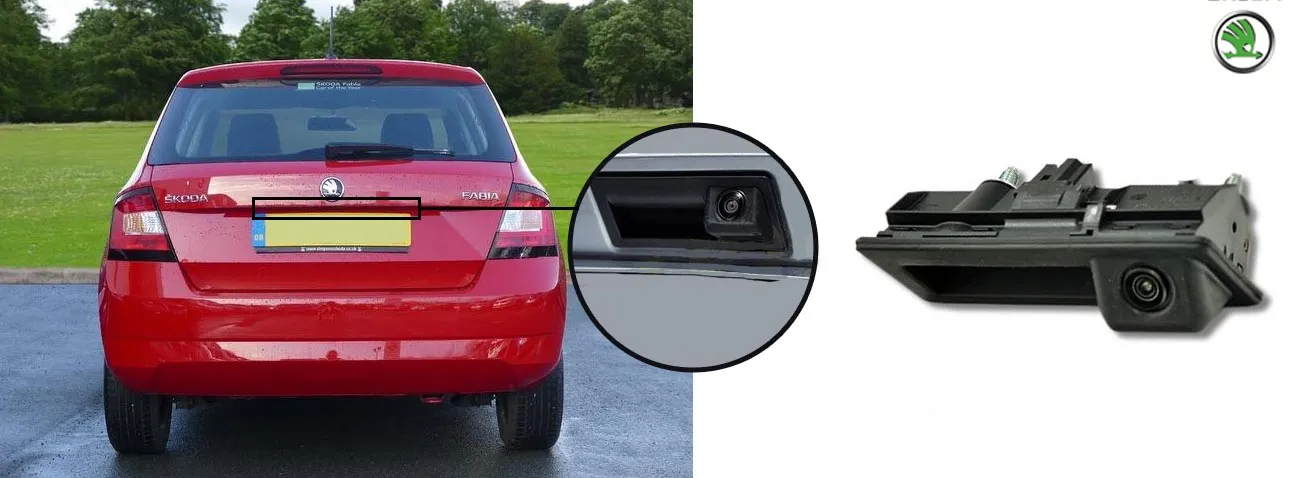 Skoda Fabia reversing rear view boot handle camera