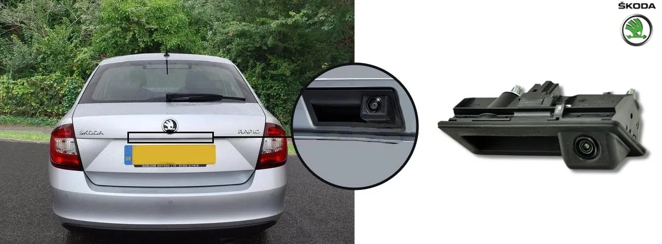 Skoda Rapid reversing rear view boot handle camera