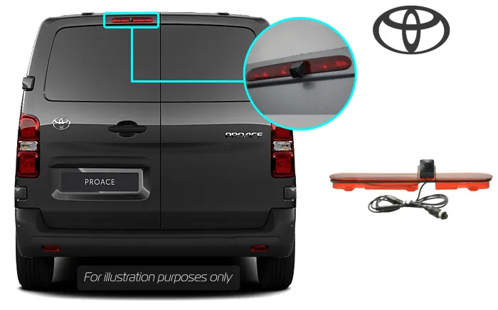 Toyota Proace reversing rear view wedge camera for 10" IVI system