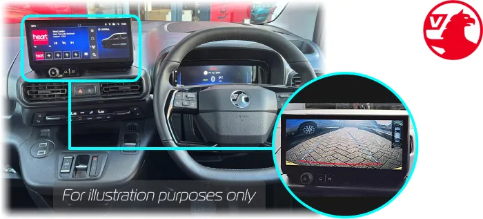 Vauxhall combo rear view reversing camera kit Solution - IVI  - PureConnect Multimedia Pro 10" Screen