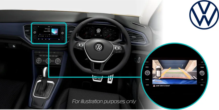 Volkswagen-T-ROC-2021-retrofit-reversing-rear-view-camera-kit-solution-screen