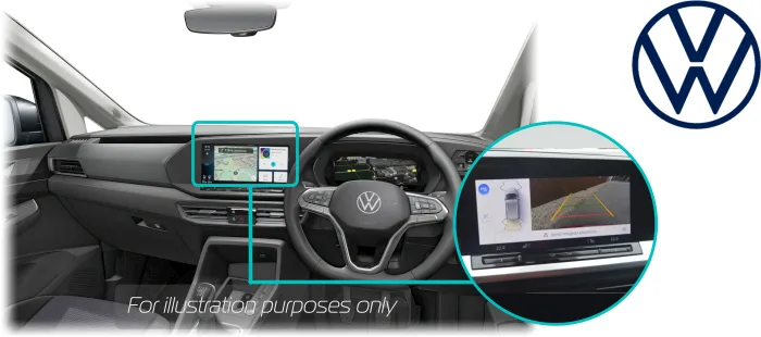 Volkswagen Caddy SB Reversing Rear View Camera VW Dash 10 inch Screen
