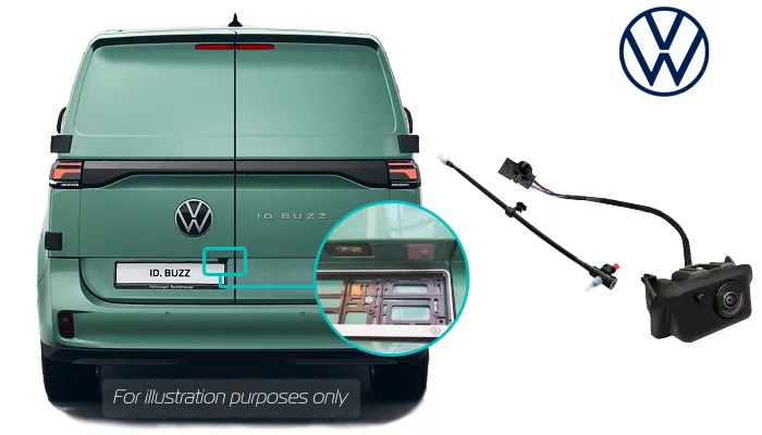 Volkswagen ID.Buzz Cargo Rear View Reversing Camera Kit Solution, Reg Plate Camera