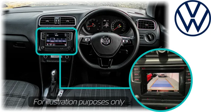 Volkswagen Polo Retrofit Rear View Reversing Camera Kit Solution Composition Colour MIB2 Entry 5inch Screen