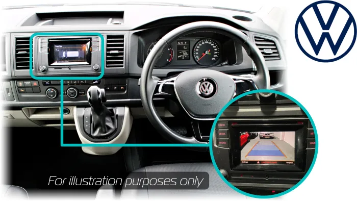 Volkswagen Transporter Retrofit Rear View Reversing Camera Kit Solution Composition Colour MIB2 Entry 5inch Screen