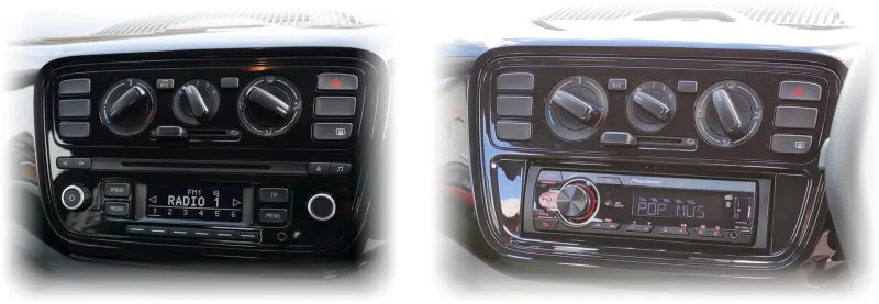 VW UP car stereo upgrade Pioneer MVH-330DAB & CTKVW02-Iso & CT27UV70