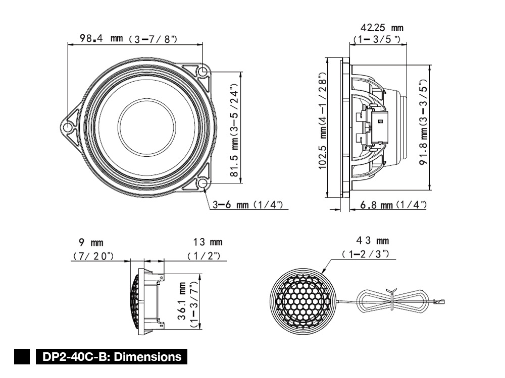 Alpine DP2-40C-B 10 cm (4") Component 2-Way Speakers for BMW 3-Series, 4-Series Alpine DP2-40C-B 10 cm (4") Component 2-Way Speakers for BMW 3-Series, 4-Series
