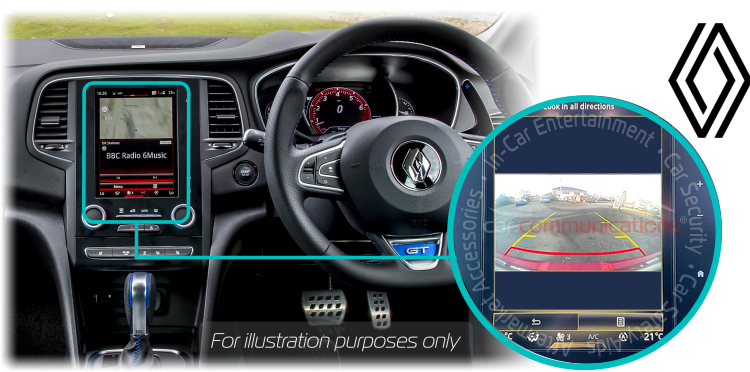 Renault Megane Retrofit Rear View Reversing Camera Kit Solution R-Link 2 8.7 inch Screen