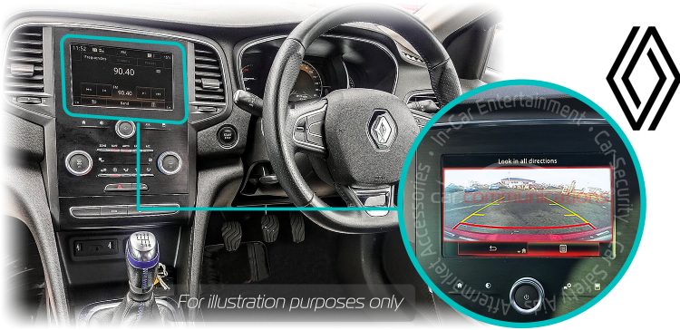 Renault Megane Retrofit Rear View Reversing Camera Kit Solution R-Link 2 8.7 inch Screen