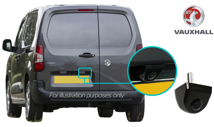 Vauxhall combo rear view reversing camera kit featuring a Bolt-on camera
