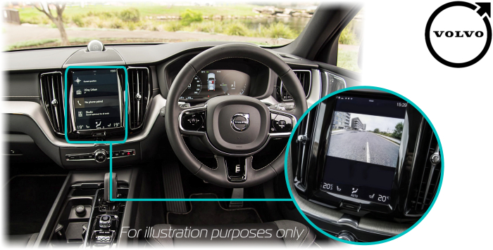 Volvo XC60 aftermarket reversing rear view camera kit solution Sensus Connect 9 Tablet Style