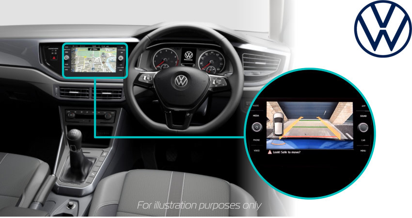 Volkswagen-polo-2021-retrofit-reversing-rear-view-camera-kit-solution-screen