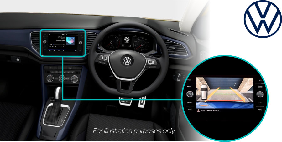 Volkswagen-T-ROC-2021-retrofit-reversing-rear-view-camera-kit-solution-screen