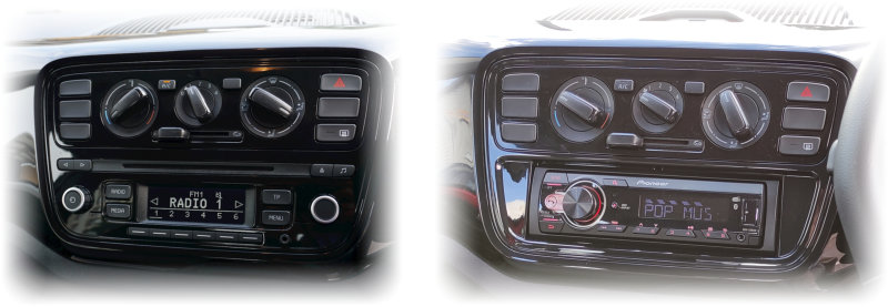 VW UP car stereo upgrade Pioneer MVH-330DAB & CTKVW02-Iso & CT27UV70
